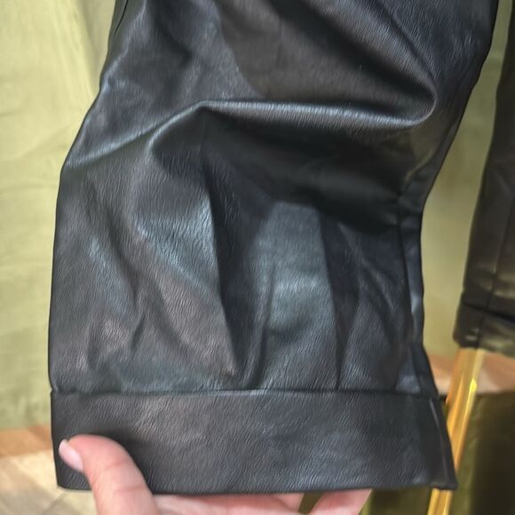 House of CB High-Waisted twisted waistband Black Leather Pants, S - Picture 3 of 11